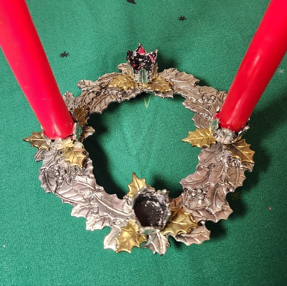 Vintage METZKE Candle Holder with Gold Accents - Picture 4 of 5